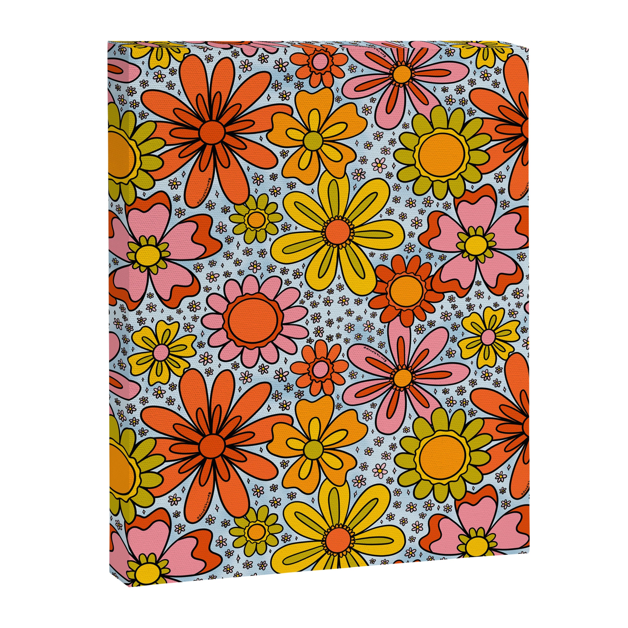 Groovy Flowers in Blue Canvas Print Gallery Image 8