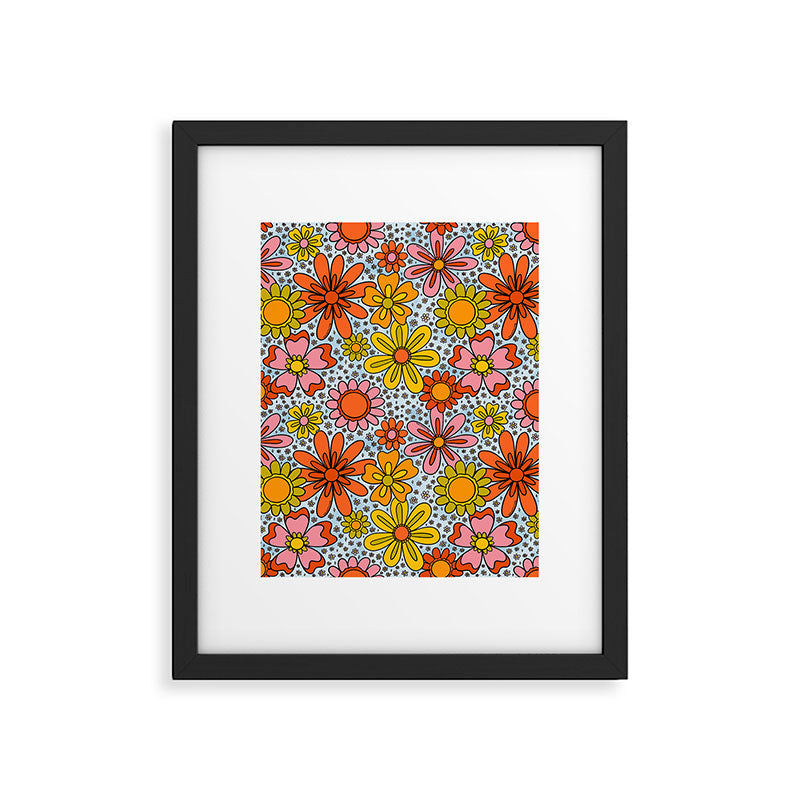 Groovy Flowers in Blue Framed Art Print Gallery Image 6