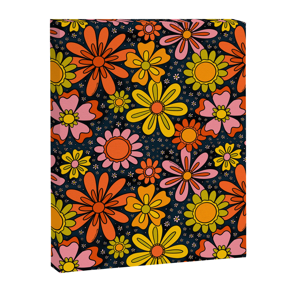 Groovy Flowers in Navy Canvas Print Gallery Image 8