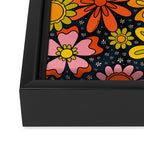 Groovy Flowers in Navy Framed Canvas Print Gallery Image 3