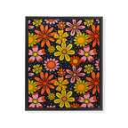Groovy Flowers in Navy Framed Canvas Print Gallery Image 8