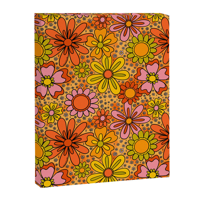 Groovy Flowers in Orange Canvas Print Gallery Image 1