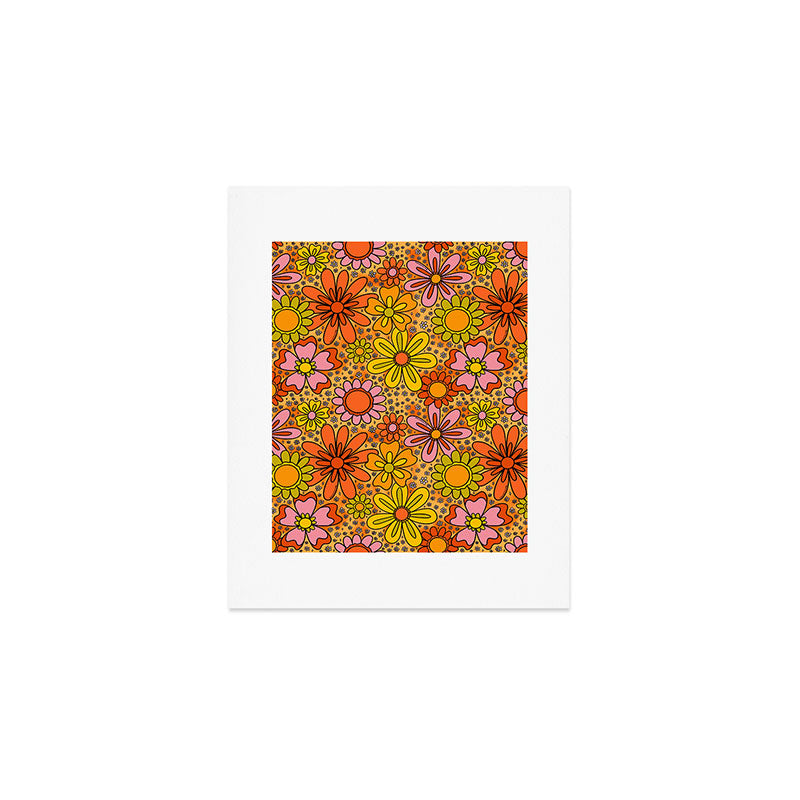 Groovy Flowers in Orange Art Print Gallery Image 1