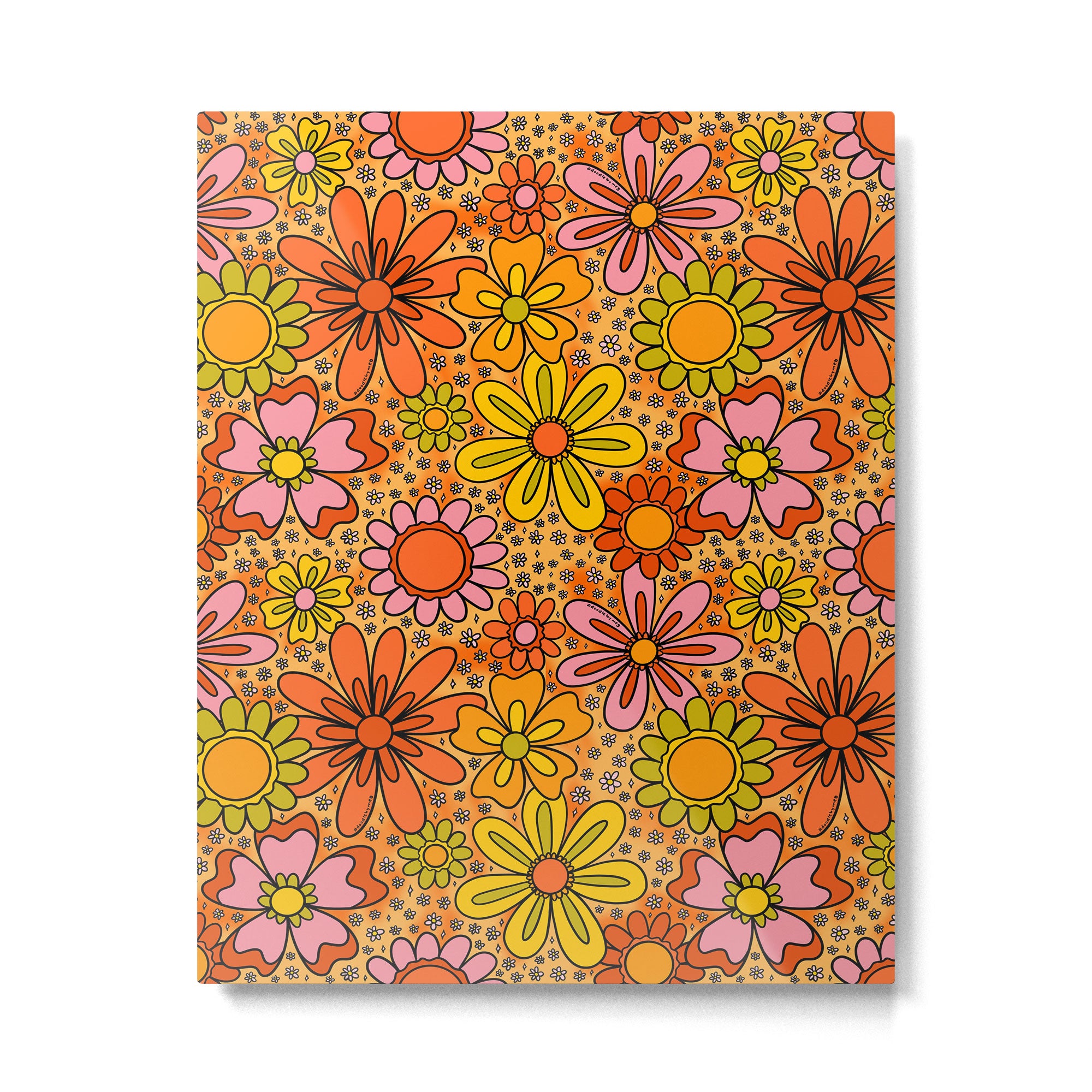 Groovy Flowers in Orange Metal Print Gallery Image 6