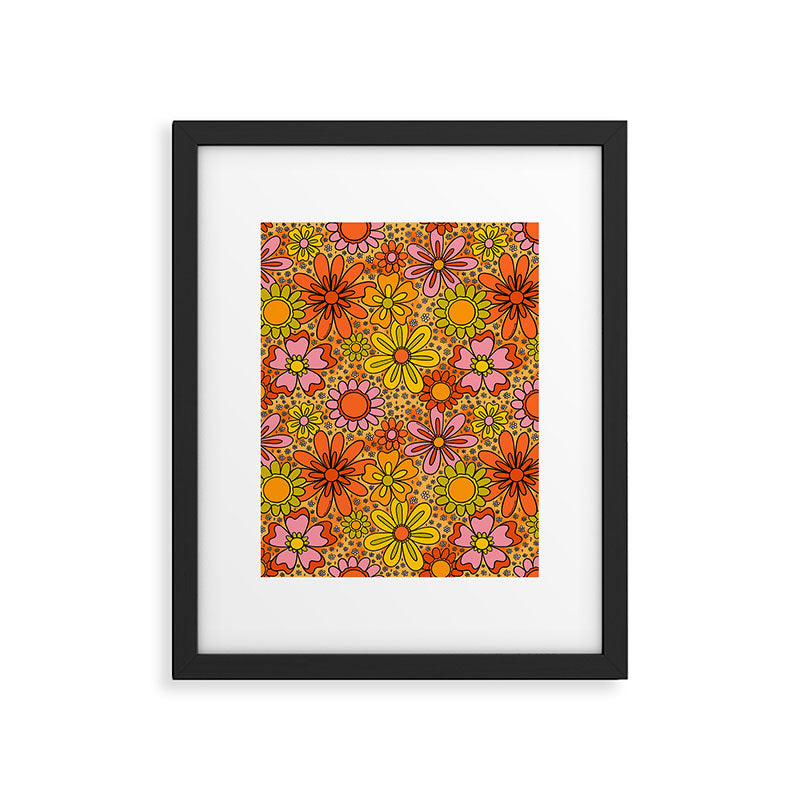 Groovy Flowers in Orange Framed Art Print Gallery Image 6