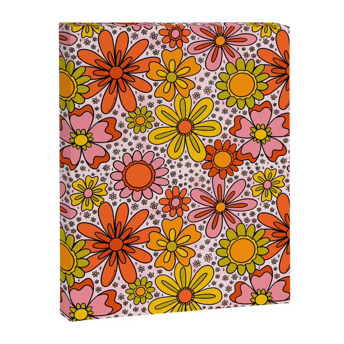 Groovy Flowers in Pink Canvas Print Gallery Image 1