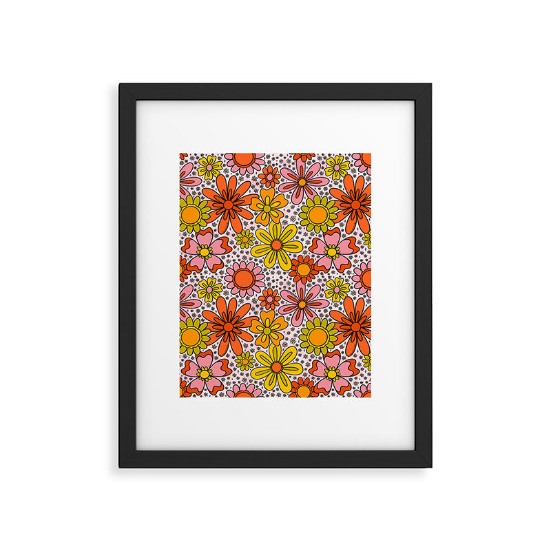 Groovy Flowers in Pink Framed Art Print Gallery Image 6