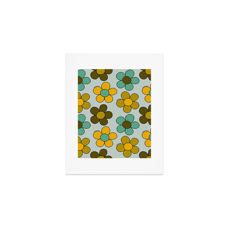 Groovy Flowers Print in Blue Art Print Gallery Image 1