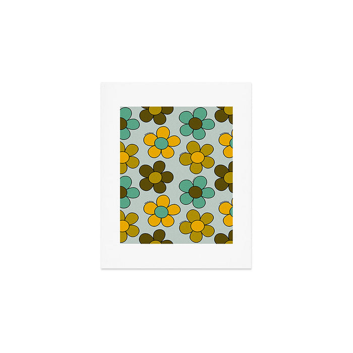 Groovy Flowers Print in Blue Art Print Gallery Image 1