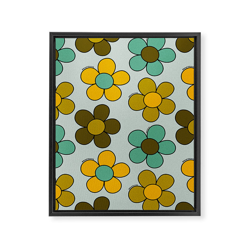 Groovy Flowers Print in Blue Framed Canvas Print Gallery Image 8