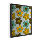 Groovy Flowers Print in Blue Framed Canvas Print Gallery Image 2