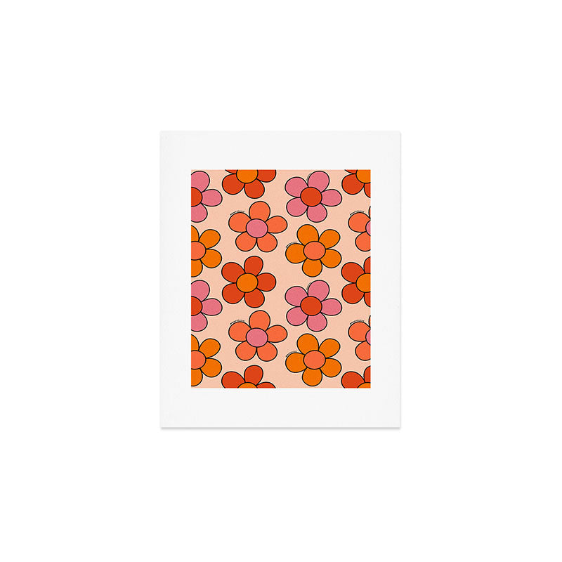 Groovy Flowers Print in Pink Art Print Gallery Image 1