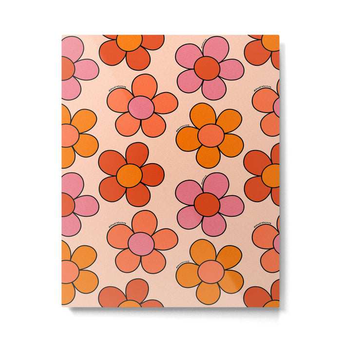 Groovy Flowers Print in Pink Metal Print Gallery Image 1