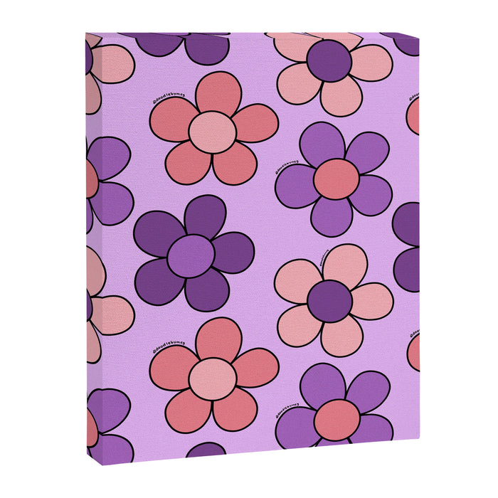 Groovy Flowers Print in Purple Canvas Print Gallery Image 1