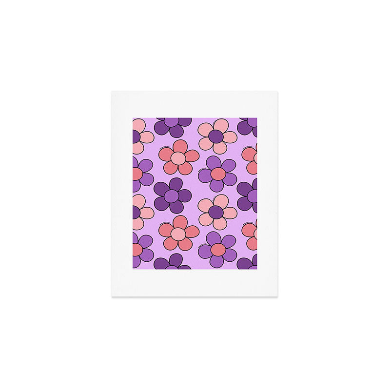 Groovy Flowers Print in Purple Art Print Gallery Image 1