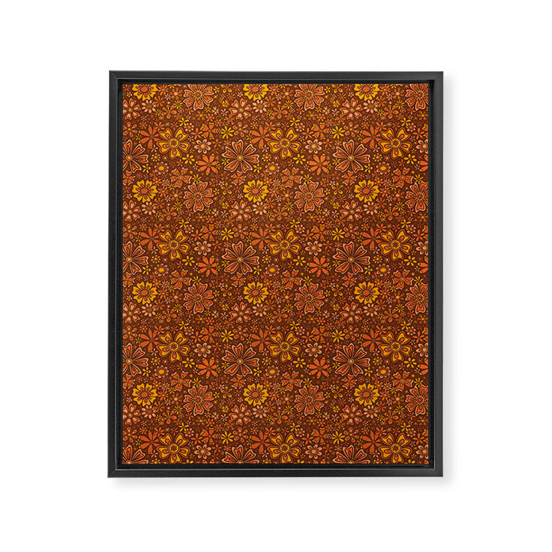 Groovy Sunflower Print in Brown Framed Canvas Print Gallery Image 8