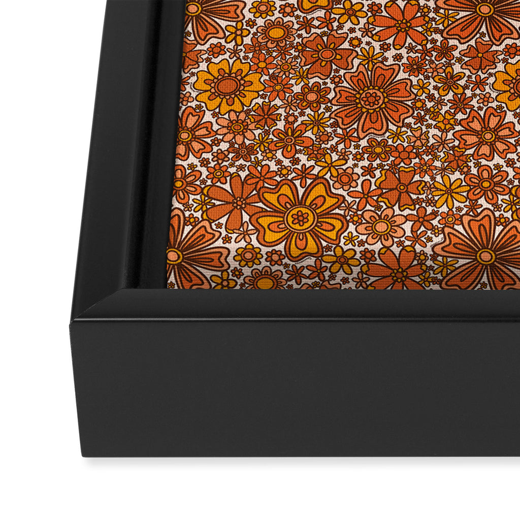 Groovy Sunflower Print in Cream Framed Canvas Print Gallery Image 3