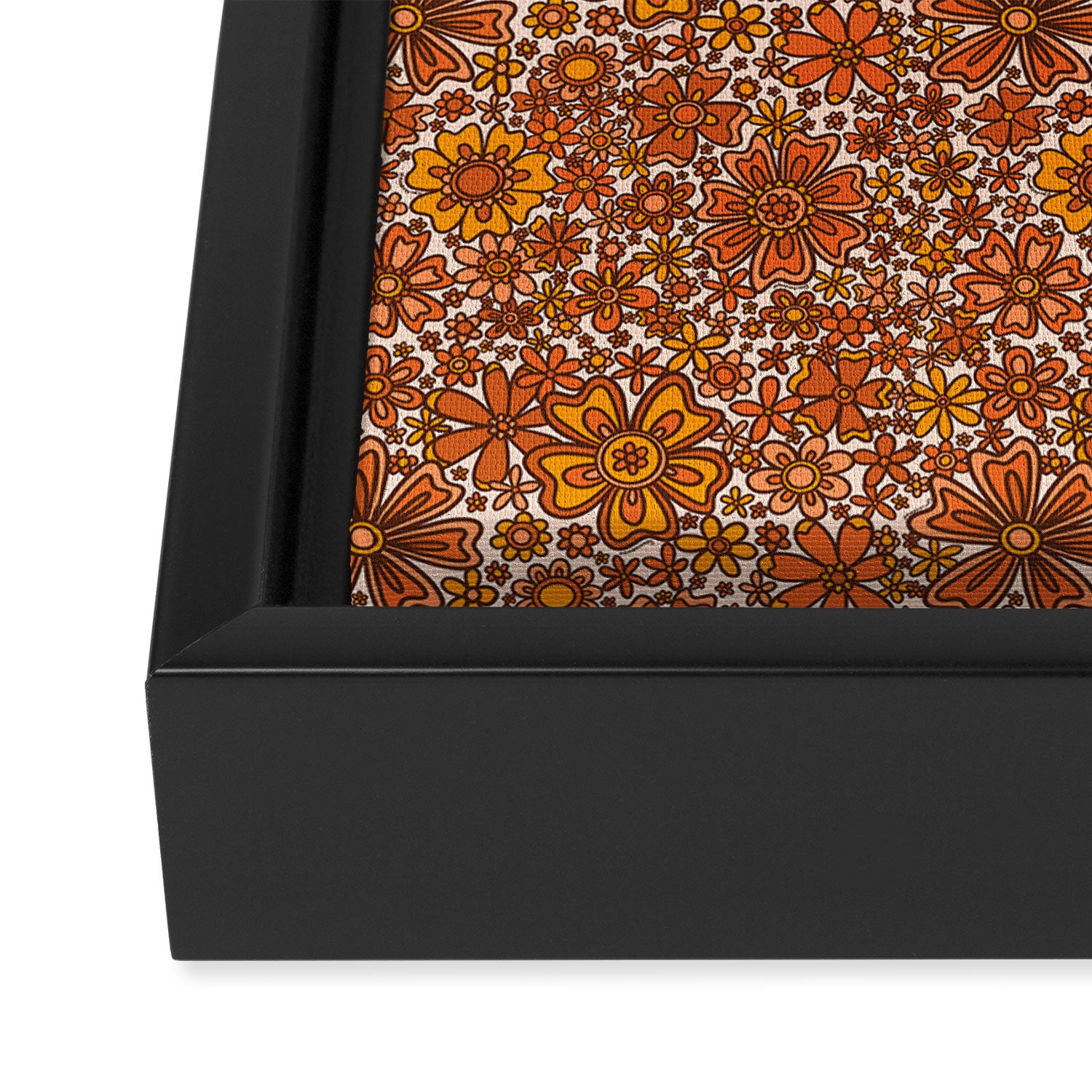 Groovy Sunflower Print in Cream Framed Canvas Print Gallery Image 3