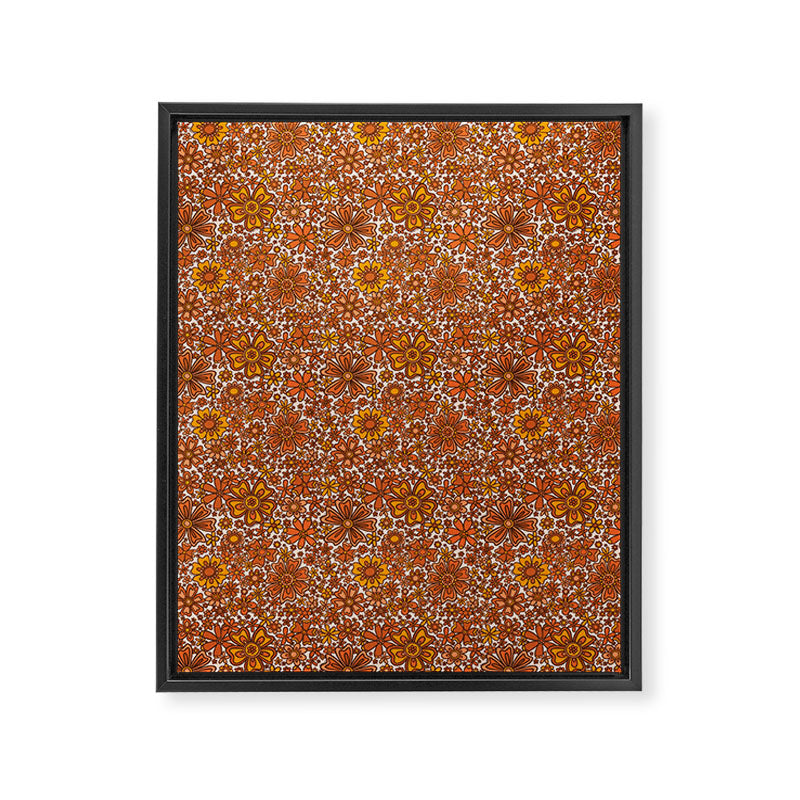 Groovy Sunflower Print in Cream Framed Canvas Print Gallery Image 8