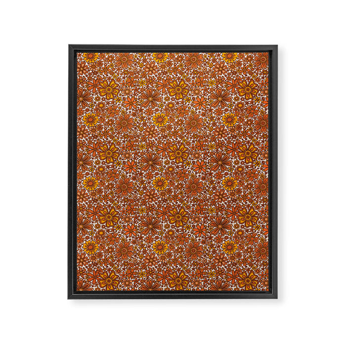 Groovy Sunflower Print in Cream Framed Canvas Print Gallery Image 1