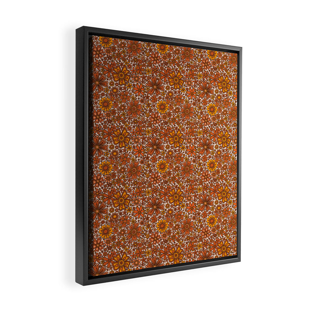 Groovy Sunflower Print in Cream Framed Canvas Print Gallery Image 2