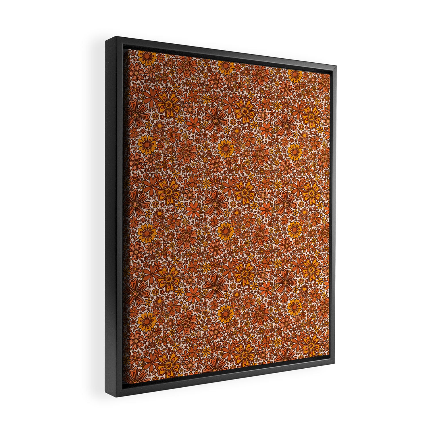 Groovy Sunflower Print in Cream Framed Canvas Print Gallery Image 2