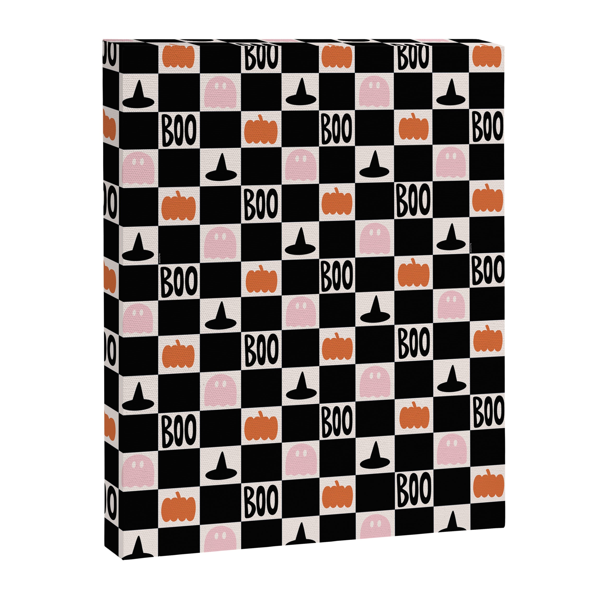 Halloween Checkered Print in Black and White Canvas Print Gallery Image 8