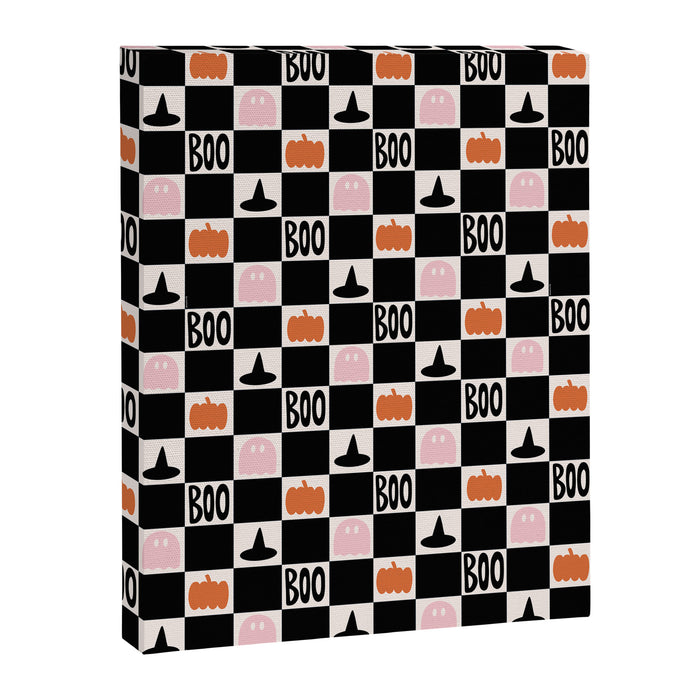 Halloween Checkered Print in Black and White Canvas Print Gallery Image 1