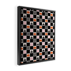 Halloween Checkered Print in Black and White Framed Canvas Print Gallery Image 2