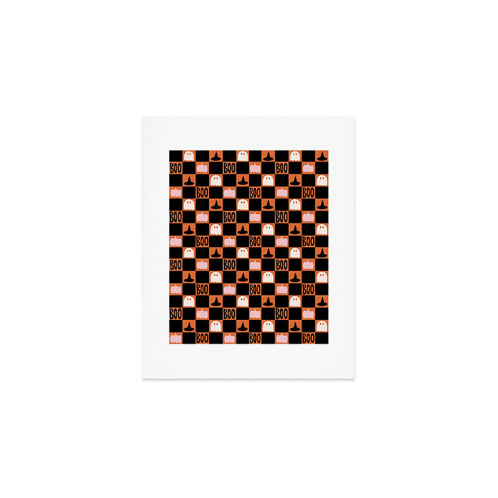 Halloween Checkered Print in Orange Art Print Gallery Image 1
