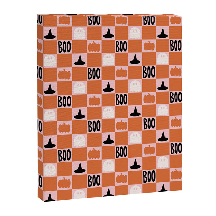Halloween Checkered Print in Pink Canvas Print Gallery Image 1