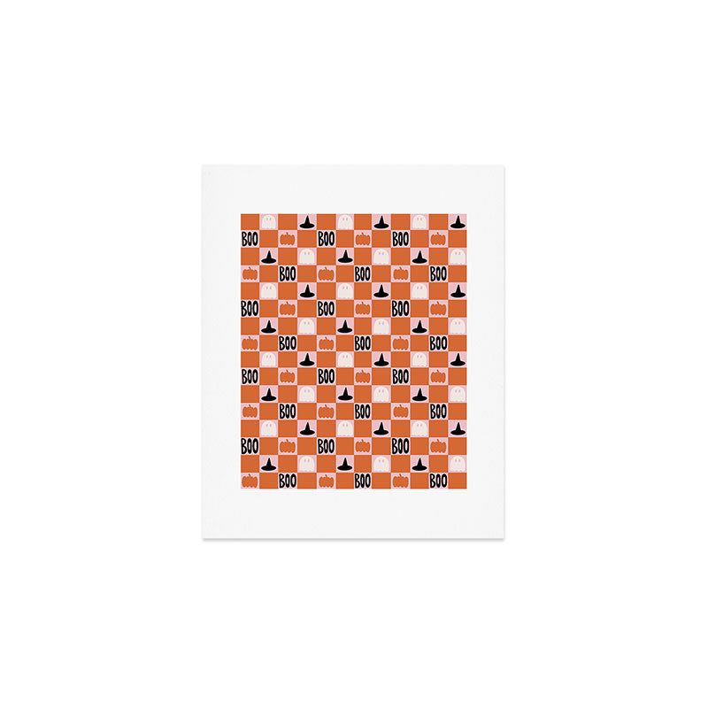 Halloween Checkered Print in Pink Art Print Gallery Image 1