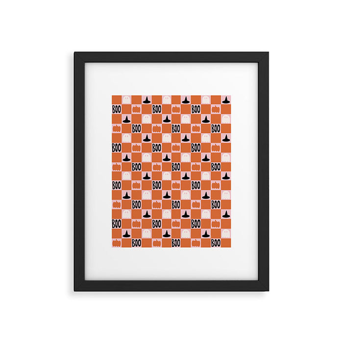 Halloween Checkered Print in Pink Framed Art Print Gallery Image 1