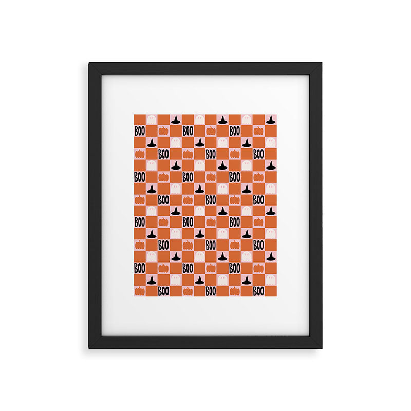 Halloween Checkered Print in Pink Framed Art Print Gallery Image 6