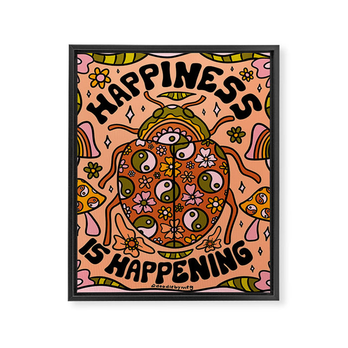 Happiness is Happening Framed Canvas Print Gallery Image 1