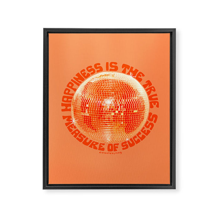 Happiness Is The True Measure of Success in Orange Framed Canvas Print Gallery Image 1