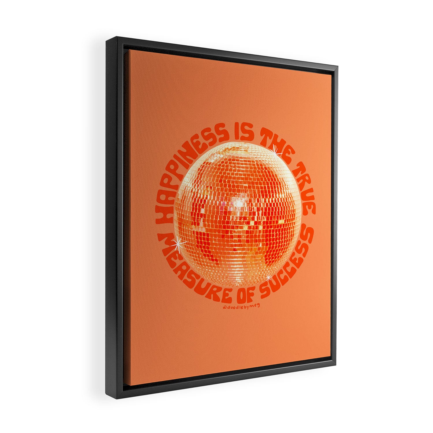 Happiness Is The True Measure of Success in Orange Framed Canvas Print Gallery Image 2