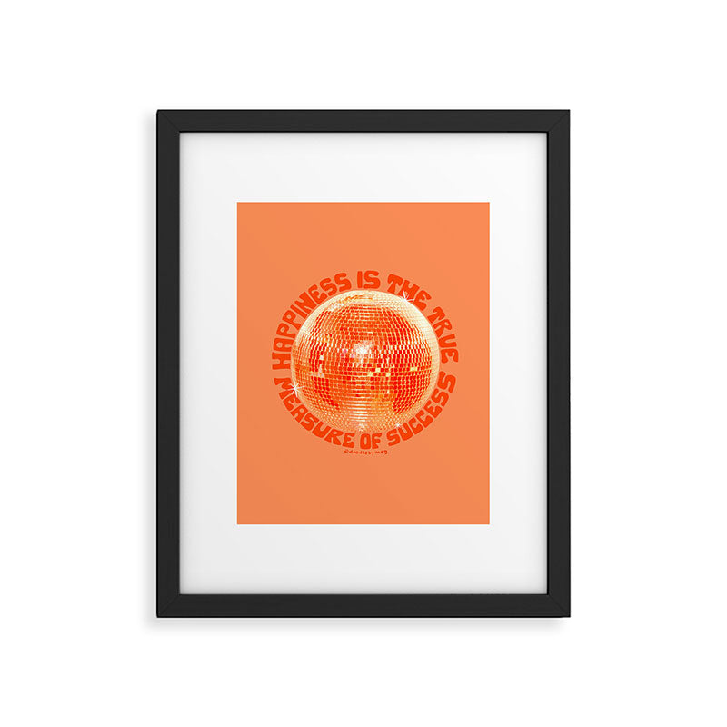 Happiness Is The True Measure of Success in Orange Framed Art Print Gallery Image 6