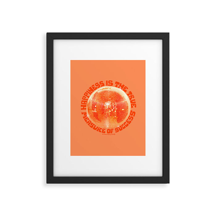 Happiness Is The True Measure of Success in Orange Framed Art Print Gallery Image 1