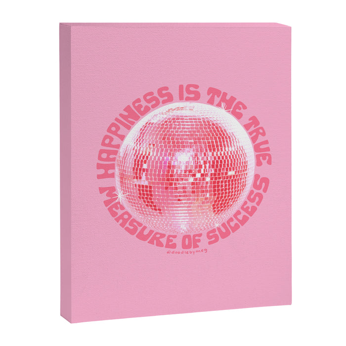 Happiness Is The True Measure of Success in Pink Canvas Print Gallery Image 1