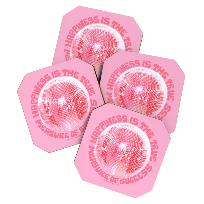 Happiness Is The True Measure of Success in Pink Coaster Gallery Image 1