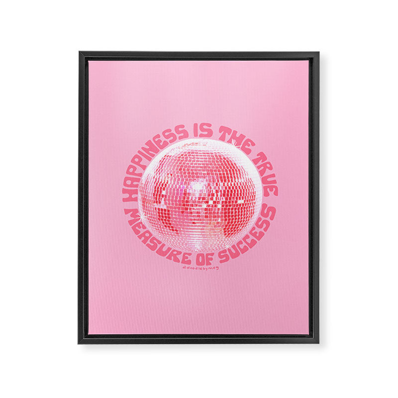 Happiness Is The True Measure of Success in Pink Framed Canvas Print Gallery Image 8