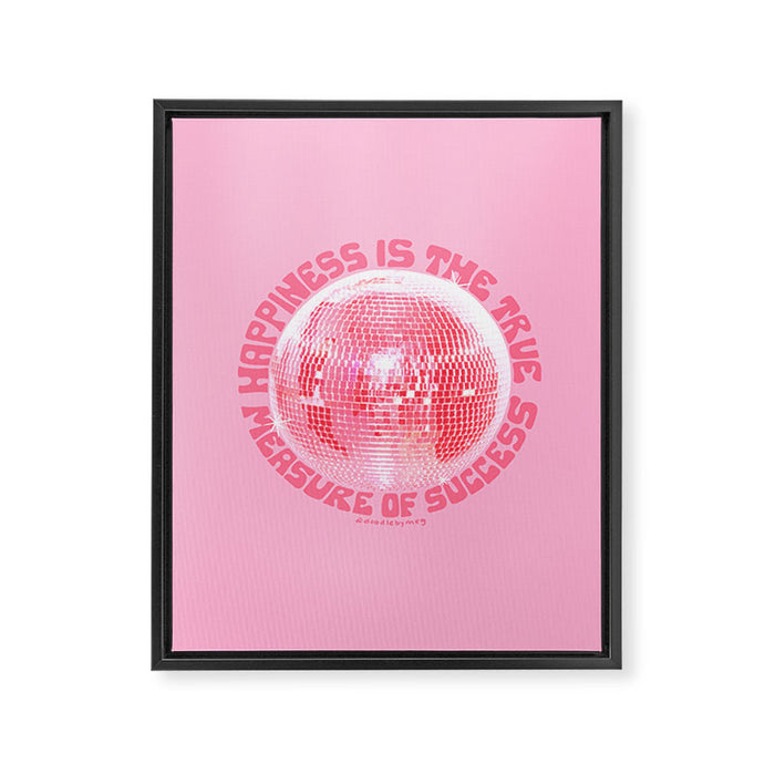 Happiness Is The True Measure of Success in Pink Framed Canvas Print Gallery Image 1