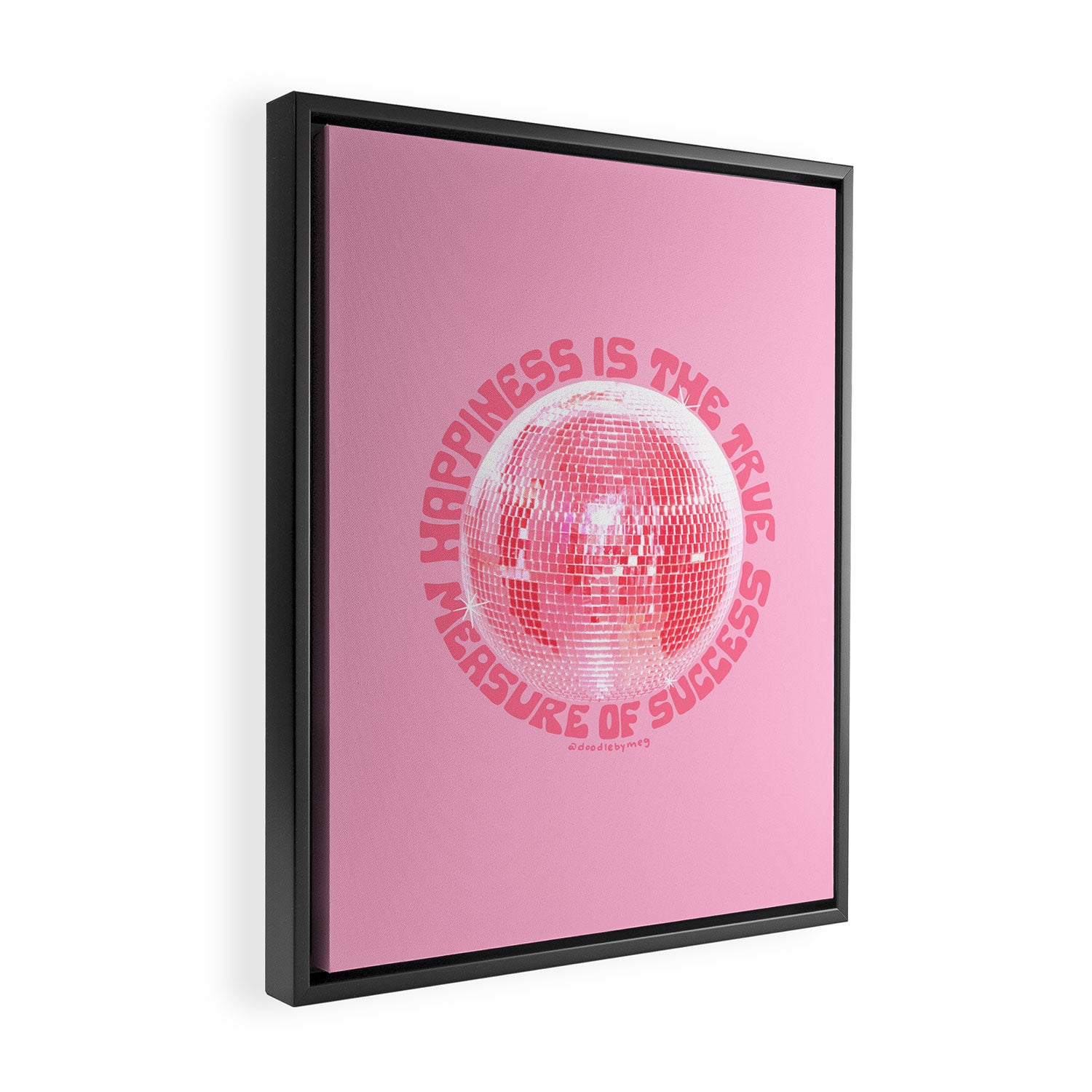 Happiness Is The True Measure of Success in Pink Framed Canvas Print Gallery Image 2