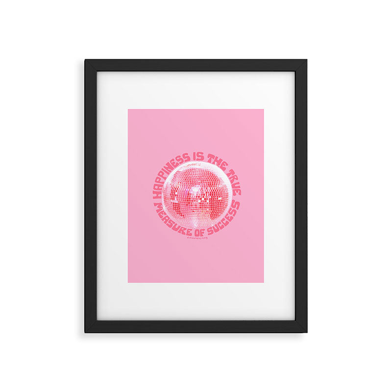 Happiness Is The True Measure of Success in Pink Framed Art Print Gallery Image 6