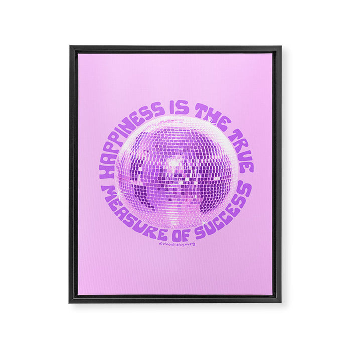 Happiness Is The True Measure of Success in Purple Framed Canvas Print Gallery Image 1