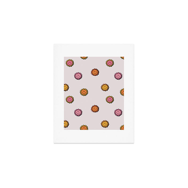 Happy Flower Print in Cream Art Print Gallery Image 1
