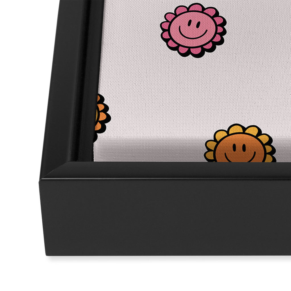 Happy Flower Print in Cream Framed Canvas Print Gallery Image 3