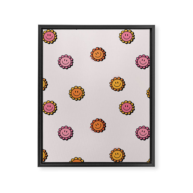 Happy Flower Print in Cream Framed Canvas Print Gallery Image 8