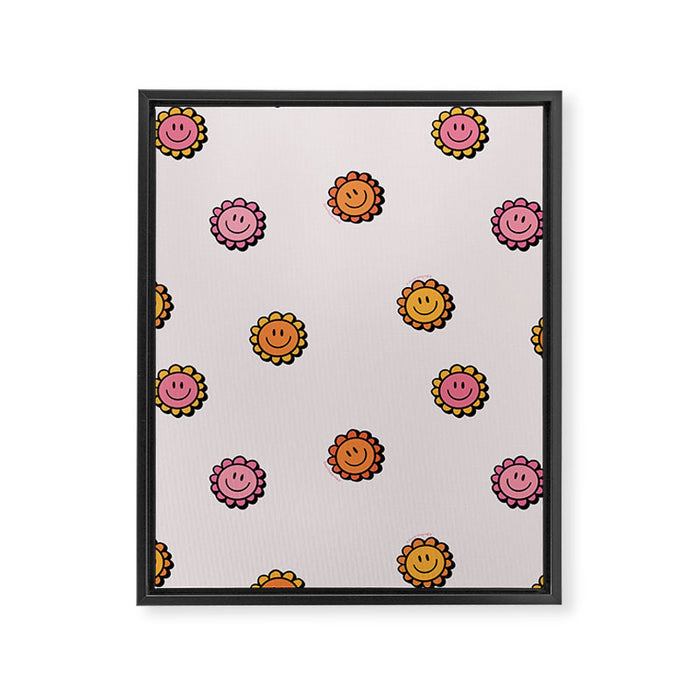 Happy Flower Print in Cream Framed Canvas Print Gallery Image 1